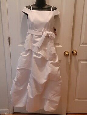NWT Vintage Kid Collection Pinch/Gathered Skirt White Flower Girl Dress, Sz 12